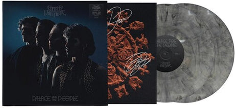 Greta Van Fleet "Palace for the people" album cover, shown with an autographed insert and 2 smokey gray marbled vinyl records