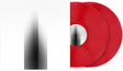 Album cover for Sleep Token Sundowning featuring an abstract image of black lines against a white backdrop with two red vinyl records sticking out the side of the sleeve