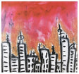 Broken Social Scene self-titled album cover featuring an artistic depiction of a city skyline with a colorful sky