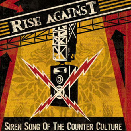 Album cover for 'Siren Song of the Counter Culture' by Rise Against with a stylized camera and lightning bolts.