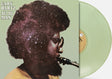 Album cover with a portrait of Gary Bartz playing saxophone and 'Gary Bartz Ju Ju Man' text. Shown with a sea green color vinyl record.