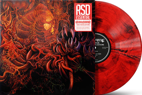 Carnage "Dark Recollections" album cover shown with a red and black marble colored vinyl record