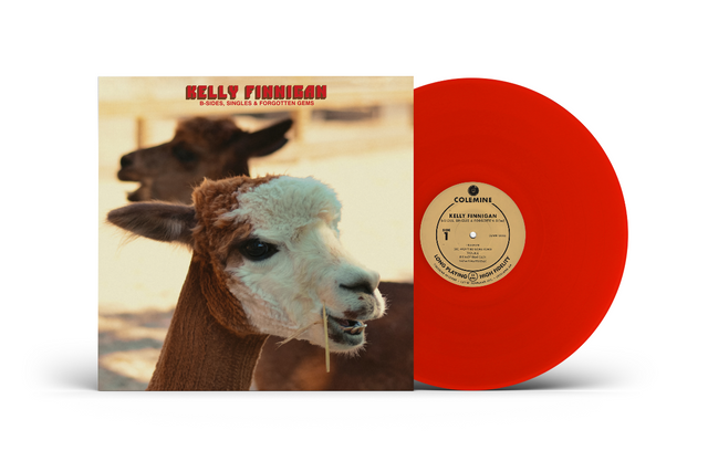 Album Cover for Kelly Finnigan B-Sides, Singles, & Forgooten Gems showing goats and a fire red vinyl record