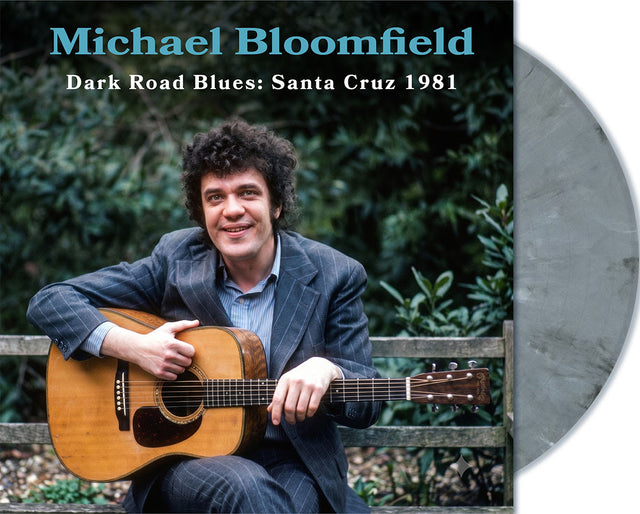 Album cover featuring a man with a guitar, text 'Michael Bloomfield Dark Road Blues: Santa Cruz 1981', and a blurred CD on the right.