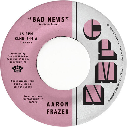 Aaron Frazer "Bad News / Done Lyin'" 7 inch record label