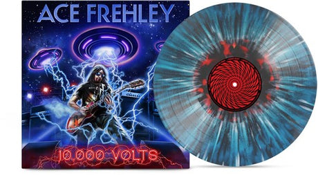 Ace Frehley - 10,000 Volts album cover showing with a blue "color in color" splattered vinyl record