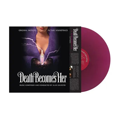 Alan Silvestri Death Becomes Her album cover and grape colored vinyl