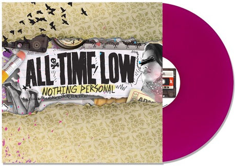 All Time Low - Nothing Personal album cover and purple vinyl. 
