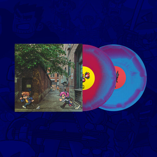Anamanaguchi - Scott Pilgrim Ex album cover and 2LP pink and blue vinyl 
