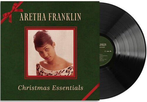 Aretha Franklin - Christmas Essentials album cover and black vinyl