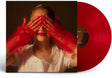 Ariana Grande - eternal sunshine album cover shown with ruby red colored vinyl record