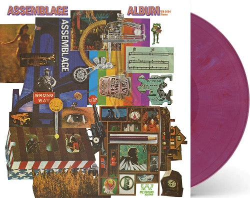 Assemblage - Album cover and purple vinyl. 