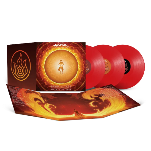 Avatar: The Last Airbender - Book 3: Fire album cover and 3LP red vinyl