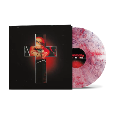 Beartooth - Pure Ecstasy album cover and clear vinyl with red and purple marble 