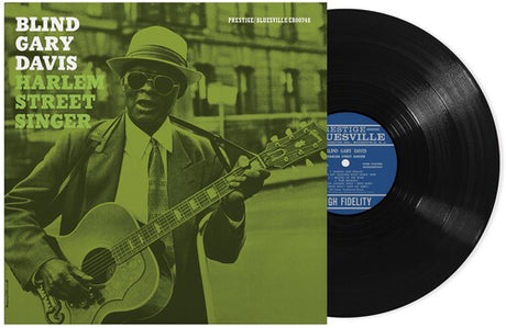 Blind Gary Davis - Harlem Street Singer album cover and black vinyl. 