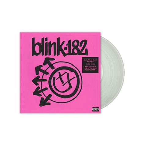 Blink-182 "One More Time" album cover shown with coke bottle clear colored vinyl record