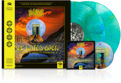 Blood Incantation - All Gates Open album cover, 2LP green and blue vinyl, and blu ray