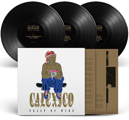 Calexico - Feast of Wire 20th Anniversary Edition album cover shown with 3 black vinyl records