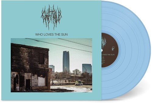 Chat Pile - Who Loves The Sun album cover and blue vinyl 