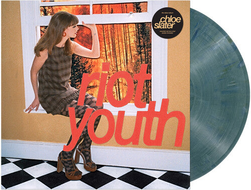 Chloe Slater - Riot Youth album cover and blue vinyl. 