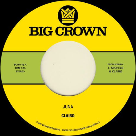 Clairo "Juna" 7 inch vinyl label