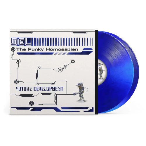 Del the Funky Homosapien - Future Development album cover and blue vinyl