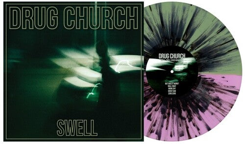 Drug Church - Swell album cover and pink/green vinyl with black splatter
