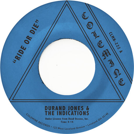 Durand Jones and the Indications - Ride or Die / More than Ever 7" label. 