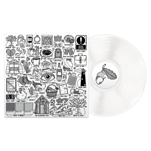Ed Sheeran - Autumn Variations album cover, shown with white colored vinyl record