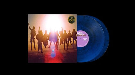 Edward Sharpe & The Magnetic Zeros - Up From Below album cover shown with 2 blue/black swirl colored vinyl records