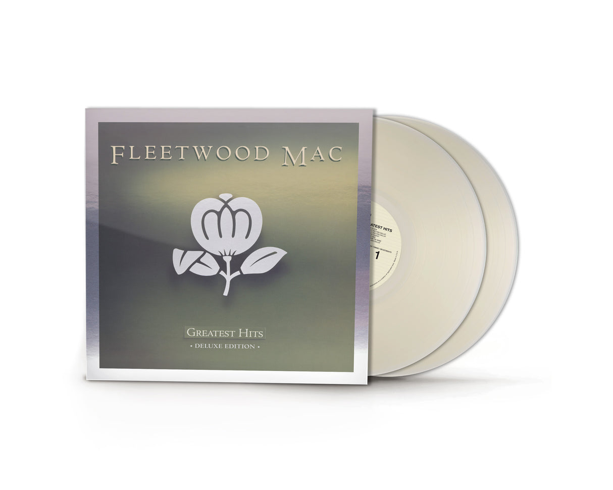 Fleetwood Mac Greatest Hits Deluxe Edition vinyl album cover shown with two white vinyl records