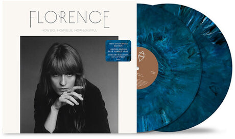 Florence and The Machine - How Big, How Blue, How Beautiful album cover and 2LP marble blue vinyl. 