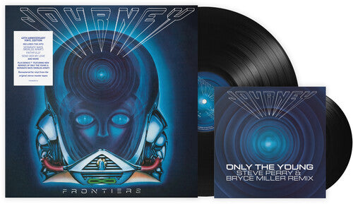 Journey - Frontiers 40th Anniversary album cover with black LP and bonus 7" vinyl. 