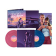 Album cover for Grand Theft Auto VI The Album featuring two video game characters leaning against a car and two records (one pink, one blue)