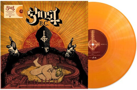 Ghost - Infestissumam album cover and orange vinyl. 