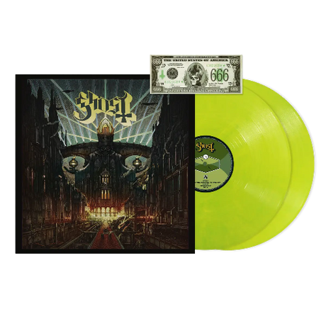 Ghost - Meliora album cover and green 2LP
