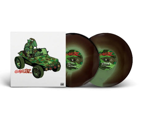 Gorillaz - Gorillaz album cover and 2LP green, brown, and black vinyl. 