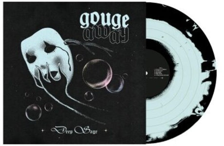 Gouge Away - Deep Sage album cover and light blue/black vinyl. 