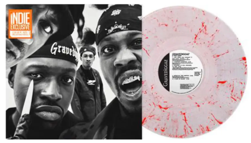 Gravediggaz - 6 Feet Deep album cover and blood splatter vinyl. 