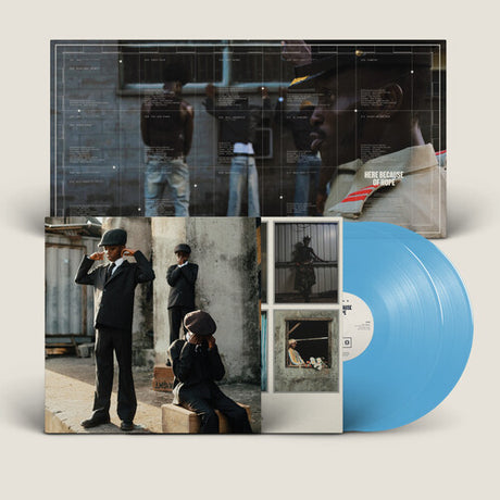 Ezra Collective - Here Because of Hope album cover and 2LP blue vinyl