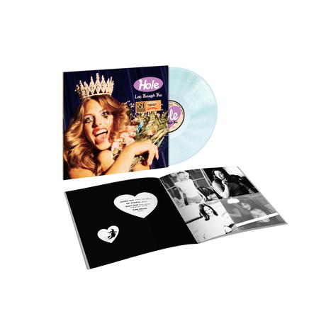 Hole "Live Through This" album cover shown with a printed booklet and a pop bottle clear colored vinyl record