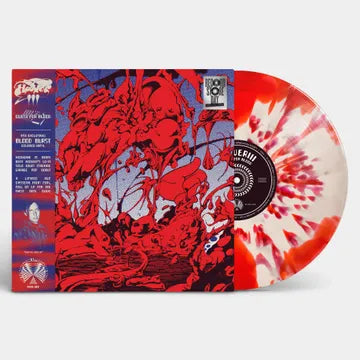 Hooveriii - Quest for Blood album cover art and red and white splatter vinyl record