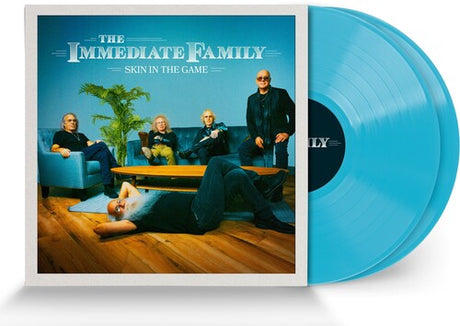 Immediate Family - Skin in the Game album cover and 2LP blue vinyl. 