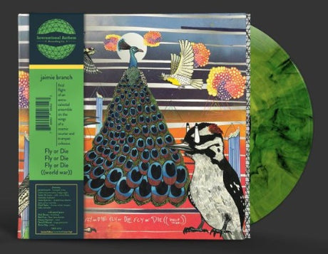 Jaimie Branch - Fly or Die Fly or Die Fly or Die ((world war)) album cover and turtle shell green vinyl. 