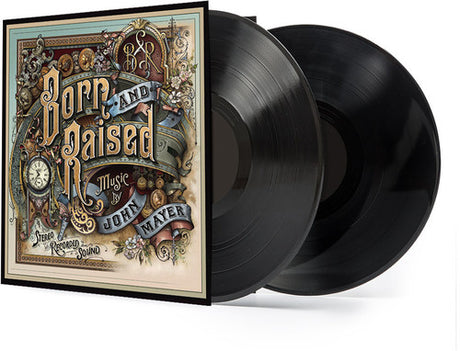 John Mayer - Born & Raised album cover and 2LP black vinyl. 