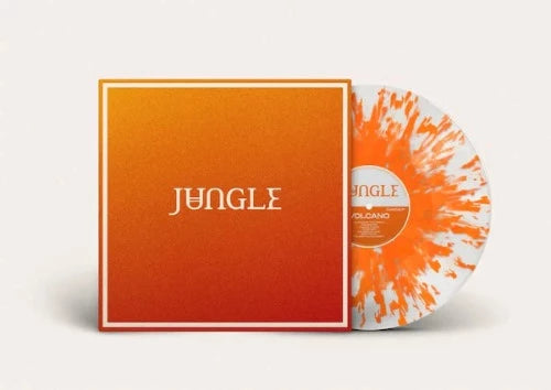 Jungle - Volcano album cover and clear with orange splatter vinyl. 