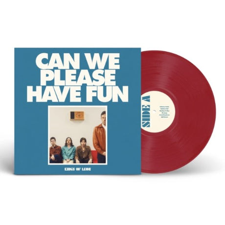 Kings of Leon - Can We Please Have Fun album cover and red vinyl.