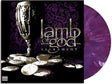 Lamb of God - Sacrament album cover and purple vinyl. 