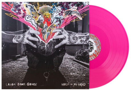 Laura Jane Grace - Hole In My Head album cover and hot pink vinyl. 