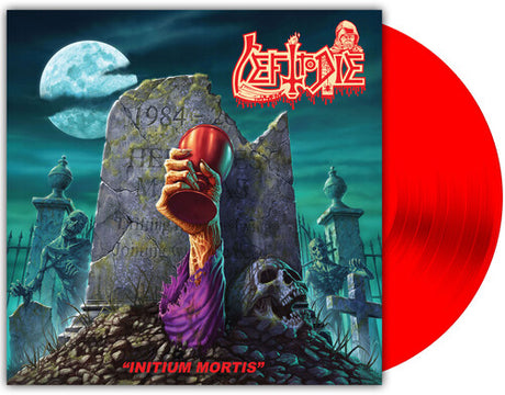 Left to Die - Initium Mortis album cover and red vinyl. 